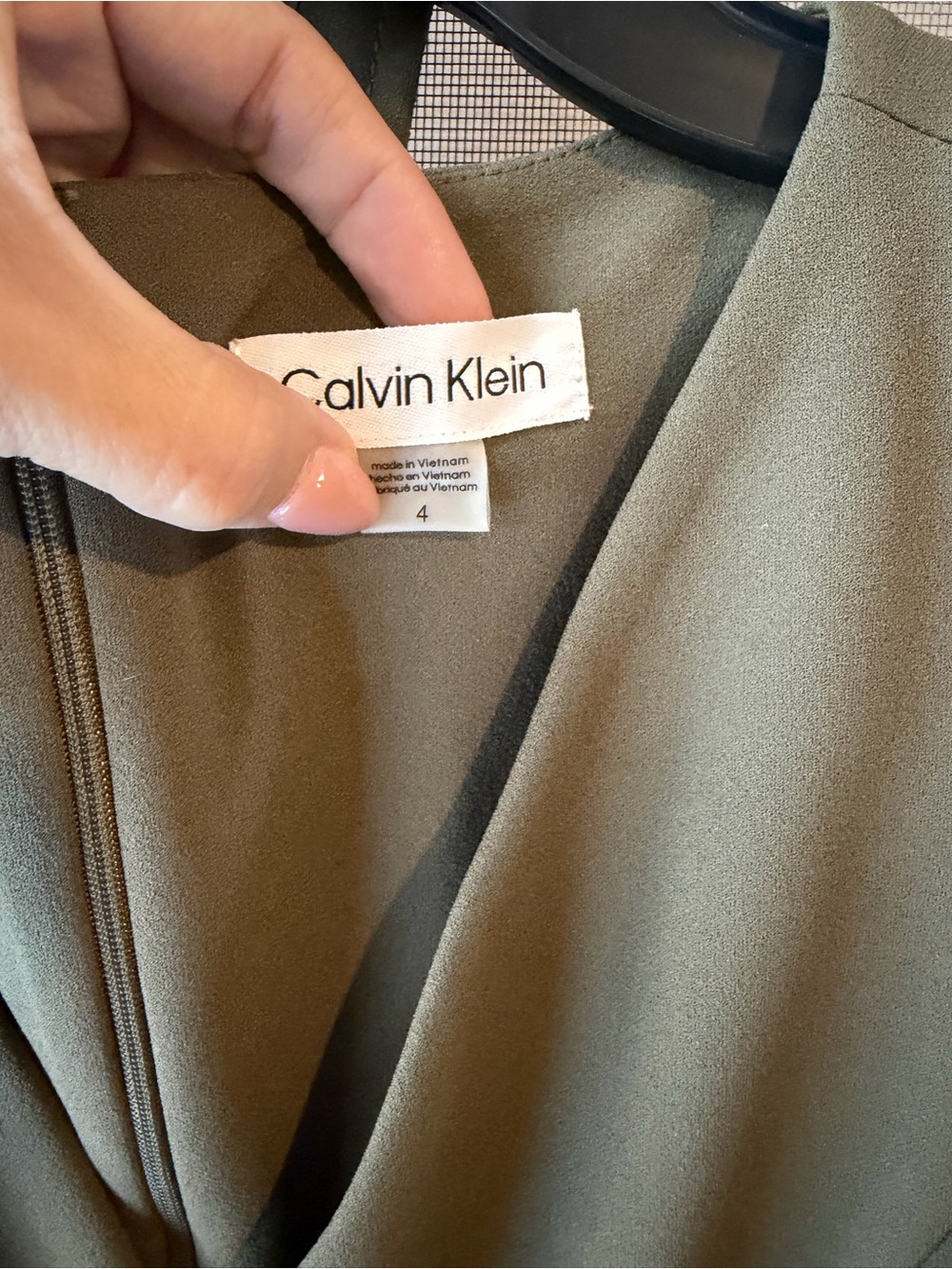 Calvin Klein Olive Green V-Neck Jumpsuit
